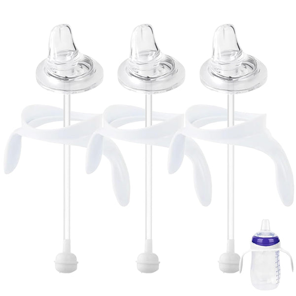 Giftophilia Sippy Cup Conversion Kit for Lansinoh Baby Bottles, Soft Straw Top and