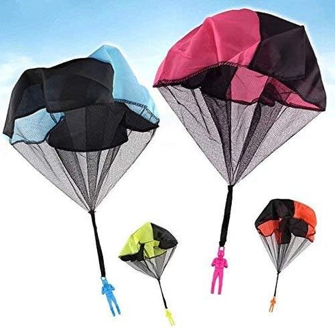 4PCS Set Tangle Parachute Figures - Hand Throw Soldiers Square Outdoor Flying Toys | No String