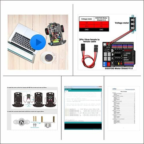 OSOYOO Model 3 Robot Car DIY Starter Kit for Arduino, Remote Control App, Educational Motorized Robotics, IOT Coding
