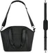 Stylish Black PU Diaper Bag Tote with Wet Bag & Stroller Hooks