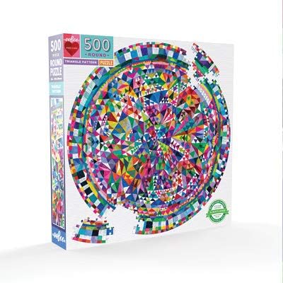 eeBoo Piece and Love Triangle Pattern 500 Piece Round Circle Jigsaw Puzzle for Adults and Families