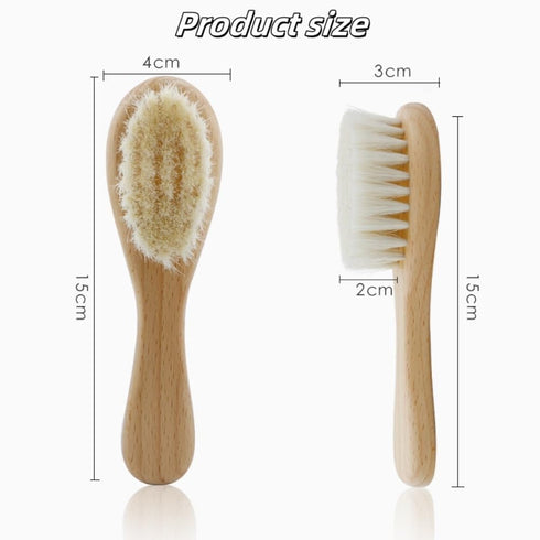 TIKMNO 2-pcs Natural Goat Hair Baby Hair Brush - Hypoallergenic & Soft Wooden Handle for Delicate Scalp Massage