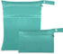 Haskirky Soft Turquoise 2 Pcs Cloth Diaper Wet Dry Bags,Waterproof and Washable Bag