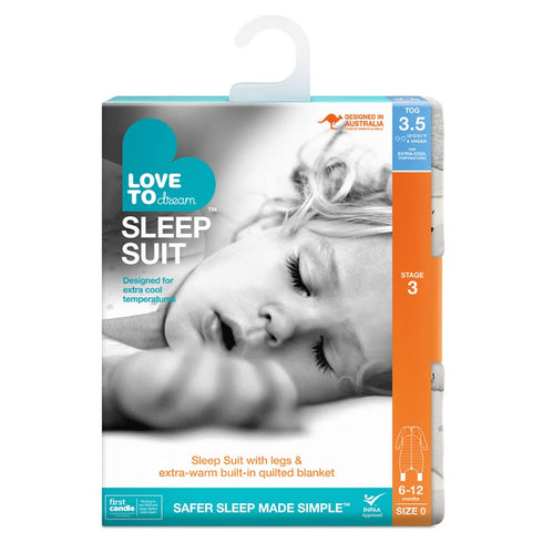 (6-12 3.5TOG Love to Dream Extra Warm Baby Sleep Suit Mo), Super Soft Temp Regulating Sleeping Sack, Warm Wearable