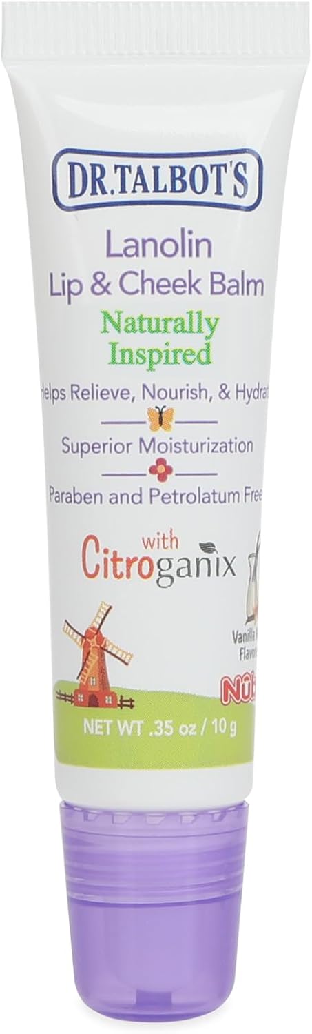 Dr. Talbot's Lanolin Lip & Cheek Balm for Baby, Naturally Inspired with Citroganix, Vanilla Milk Flavor, 2 Pack