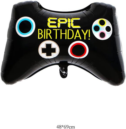 5 Pcs Black Video Game Party Balloons, Aluminum Membrane Birthday Supplies for Boys Game Themed Decoration