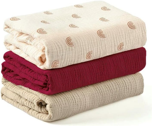Generic 3PCS/Set Soft Breathable Newborn Baby Receiving Blanket Muslin Swaddle Blankets