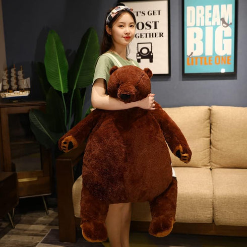 MIAOHAHA 100cm (39.3in/100cm) Giant Djungelskog Teddy Bear Dark Brown Plush Toy Bear Big Teddy Bear Stuffed Animal Doll