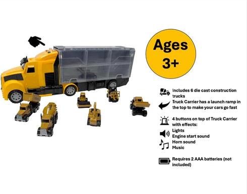 EoinMarie Set Set 3 4 5 6 3-4 3-9 Construction Toy Trucks with Carrier Truck, Play Vehicles for Years Old Boys Kids