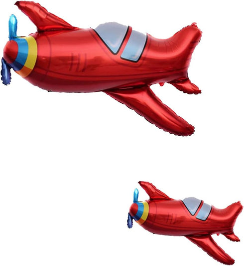 LYST 8PCS Red Airplane Helicopter Plane Foil Balloon Aviator Adventure Themed For Baby Shower Birthday Theme Party