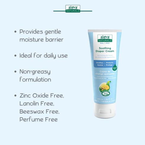 Aleva Naturals Soothing Baby Diaper Cream - Organic Shea Butter, 3.4 Fl Oz