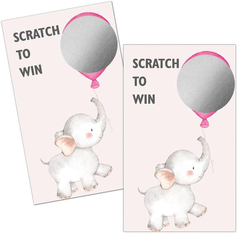 50 Pack Baby Shower Theme Scratch Off Game - Elephant Balloon Scratch Card for Baby Shower Birthday Party Lottery