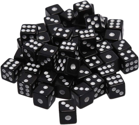 100Pcs 8mm Acrylic Dice - White Black Gaming Dice, Standard Six Sided Decider Board Game Dice Set