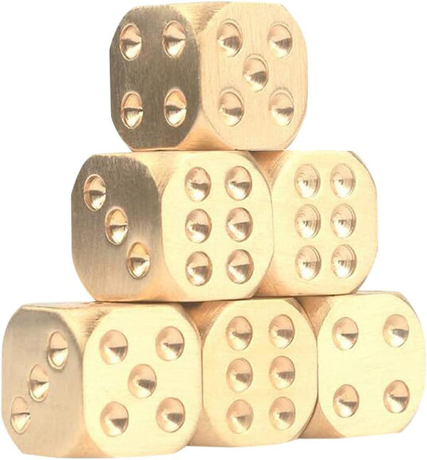 ARTIBETTER 2 Pcs Metal Dice: Brass Dice for Poker Party Game, Role Playing Games, Golden Dice for Tables
