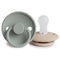 FRIGG Rope SilkySoft Silicone Baby Pacifier, Made in Denmark, BPA-Free, Sage/Croissant, 0-6 Months