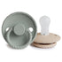 FRIGG Rope SilkySoft Silicone Baby Pacifier, Made in Denmark, BPA-Free, Sage/Croissant, 0-6 Months