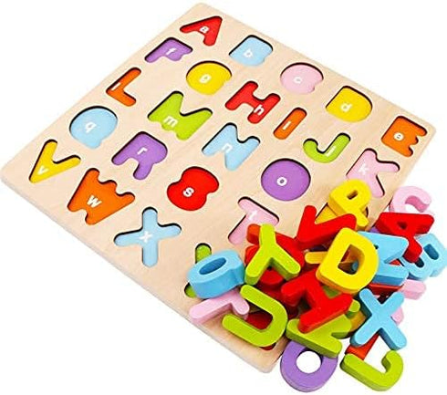 Alphabet Puzzle, WOOD CITY ABC Letter Puzzles for Toddlers1 2 3 Years Old, Educational Learning Toys for Toddlers, Alphabet Toys with Puzzle Board & Letter Blocks, Best Gifts for Girls and Boys…