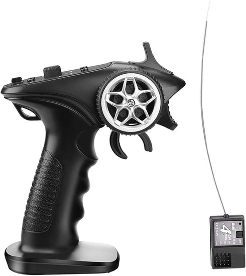 2.4GHz RC Controller, 4CH Digital Radio Transmitter and Receiver Set for 18 110 116 132 RC Car Boat Tank Crawler, Black