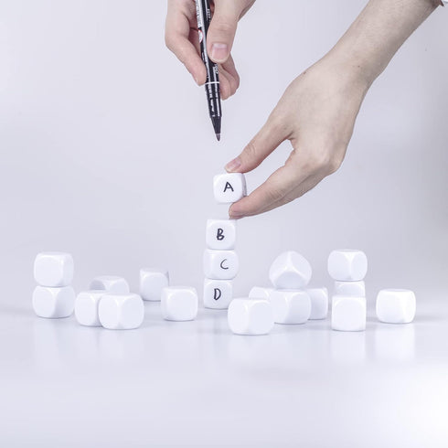 22mm Counting 100PCS Acrylic Dice with Smoothed Surface Six Sided with Rounded Corner Blank White Dice Cubes for Board