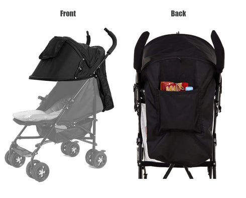 Universal Stroller Sun Shade Cover Stroller Canopy Awning for Pushchair Pram Baby Buggy Parasol Sun Umbrella with Pockets Mesh Window Adjustable Retractable