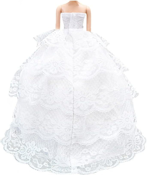 Handmade White Wedding Dress and Veil for Dolls