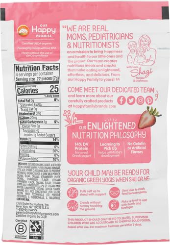 Happy Baby Organics Organic Greek Yogis Freeze-Dried Greek Yogurt & Fruit Snacks, Strawberry Banana, 1 oz Bag