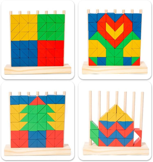 VATTAL Montessori Wooden Stacking Toy for Kids - Toddler & Preschool STEM Learning Creative Brain Teaser Educational
