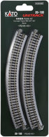 Kato 249mm (9 3/4") 45-Degree (4-Piece) USA Model Train Products Unitrack, Radius Curve Track