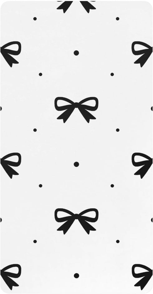 CZXW Black Bow with Polka Dots Crib Sheets Fitted 52" x 28" Natural