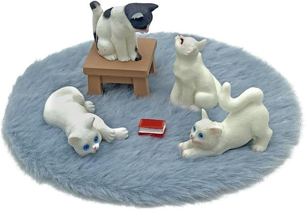 josaner-zz Dollhouse Cats w/ 1/12 Scale Accessories Mini Furniture Model Wooden Miniature (Multicolor-Simple)