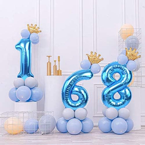 TONIFUL 40 Inch Blue Large Numbers Balloon 0-9 for Birthday Party Decorations, Digital 1 for Engagement Photo Shoot
