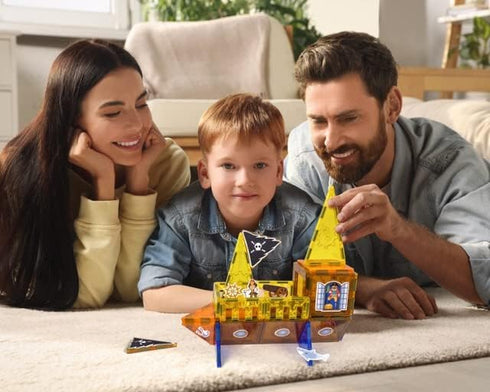 Tytan TILES Pirate Ship & Island - 60-Piece Magnetic Tiles Building Set, Fun Kids’ STEM Toy, Includes Storage Bag