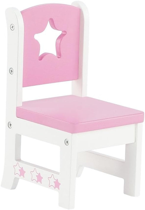 14 Set 2 14-15" Emily Rose Doll Dining - Pink & White Kitchen Table with Chairs - Star Collection Wooden Furniture
