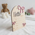 Hello World Baby Birth Stats Sign Wooden Keepsake with Pink Bow, Newborn Photo Prop, Nursery Decor, Baby Shower (Pink)