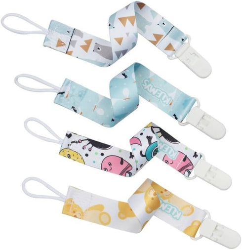 Baby Pacifier Clips, 4 Pack Binky Paci Holder and Leash Unisex for Boys and Girls Fits for Most Pacifier, Binkie Styles & Baby Teethers & Toys and Gift Universal Fit