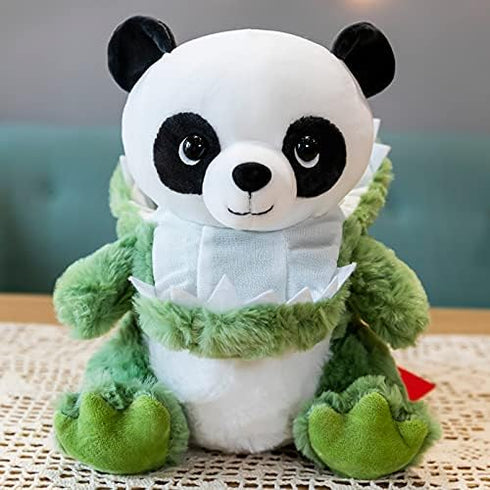 Panada Stuffed Animals Disguise as Crocodilian, Adorable Plushies Panda Cosplay as Dinosaur, Great Gift for Birthday