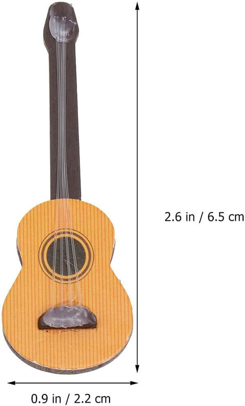 Healifty Base Guitar, 2PCS Wooden Miniature Guitar Dollhouse Musical Instrument Photo Props