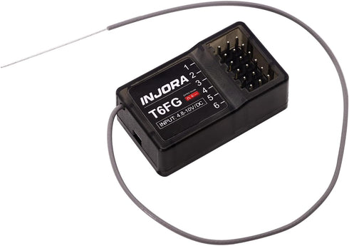 2.4GHz 6CH 1/8 1/10 TRX4 SCX10 Parts(T6FG) INJORA RC Transmitter Controler and Receiver with Gyro Remote Inside
