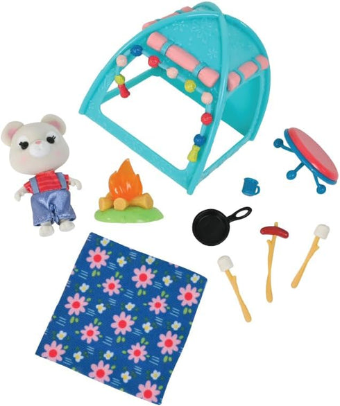 Complete 10-Piece Smores & More Camping Trip Set with Miniature Doll Figure, Ages 3+