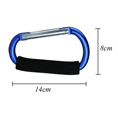 Baby Stroller Hooks, 2 pcs Carabiner Organizer for Hanging Purses, Diaper Bag, Shopping Bags (Blue)