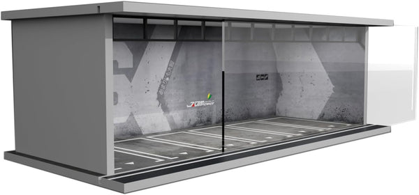 Hot Diecast Wheels Display Case - 1/64 Scale Model Car Display with LED Light and Acrylic Cover, 6 Parking Spaces