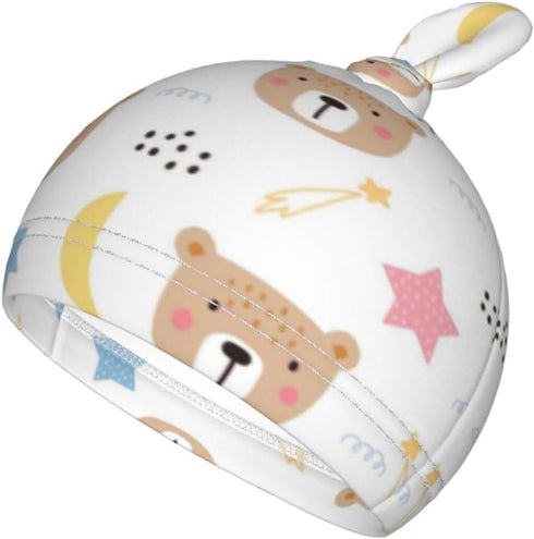JGUcxnv Set 0-6 Bear Newborn Swaddle Blanket with Beanie Hat, Soft Stretchy Baby Swaddle Sack and Adjustable Knot Hat