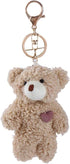 Brown Bear Pink Heart Plush Stuffed Keychain for Backpack - Soft Cotton Key Chain for DIY Crafts, Car Accessories
