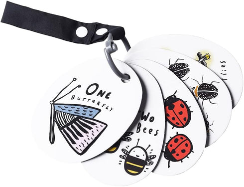 Wee Gallery Stroller Cards - I See Bugs to Count, Travel Activity for Babies and Toddlers with Snap on Strap
