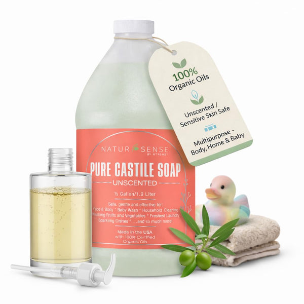 NTRSNS NaturSense Pure Castile Soap. Unscented, made with 100% Certified Organic Oils,
