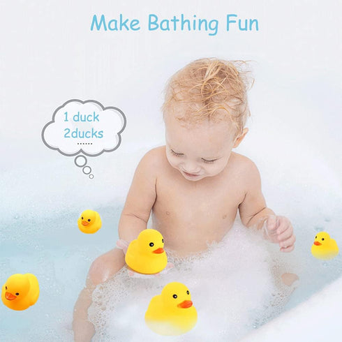 Yhobulis 10Pcs Summer Mold Free Yellow Rubber Ducks Waterproof Bath Duck Toys for Toddlers Boys Girls, No Hole Yellow