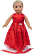 18 Inch Girl Doll Clothes and Accessories - Beautiful Red Dress with Dots Outfit