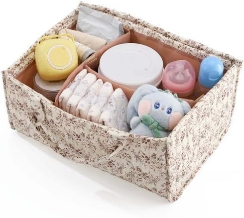 Diaper Caddy Organizer,Cute Floral Nursery Storage Basket,Soft Portable Changing Table Car Caddy Organizer Gift (Floral