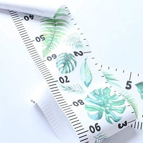 Kids Growth Chart, Wood Frame Fabric Canvas Height Measurement Ruler, Monstera Deliciosa, 7.9 x 79in