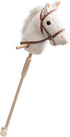 HollyHOME Stick Horse Plush Handcrafted Hobby Horse with Wood Wheels, Neighing and Galloping Sounds, White, 36 Inches